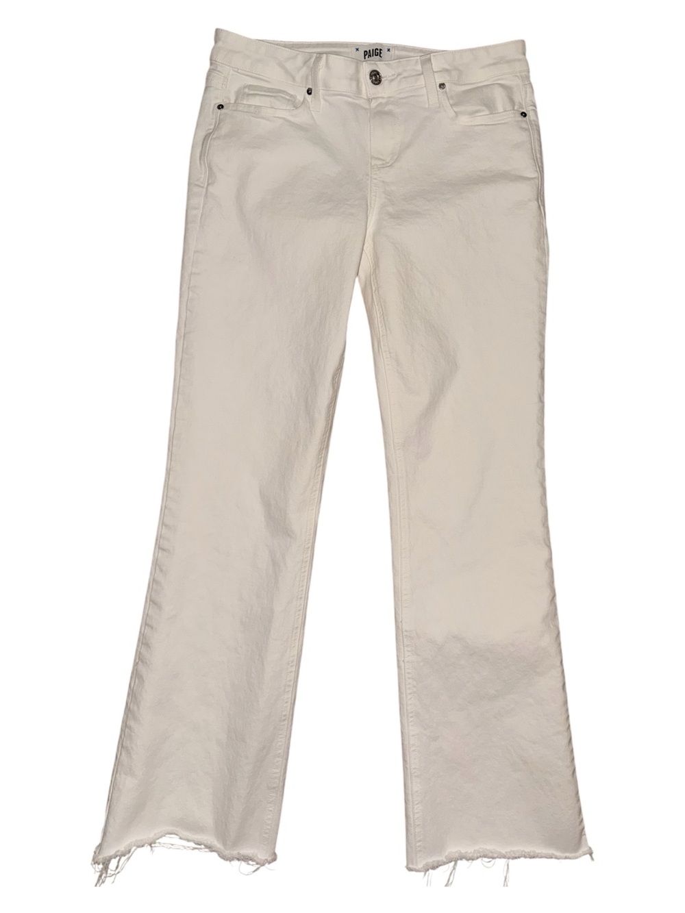 PAIGE Sloane White Raw Hem Bootcut Jeans Size 28 Made in USA